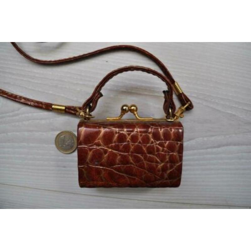 Vintage Mini Tas Leer Krokodillenleer Ketting