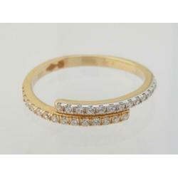 14 karaat Gouden Bicolor Slag-Ring Witte Saffieren M17.75
