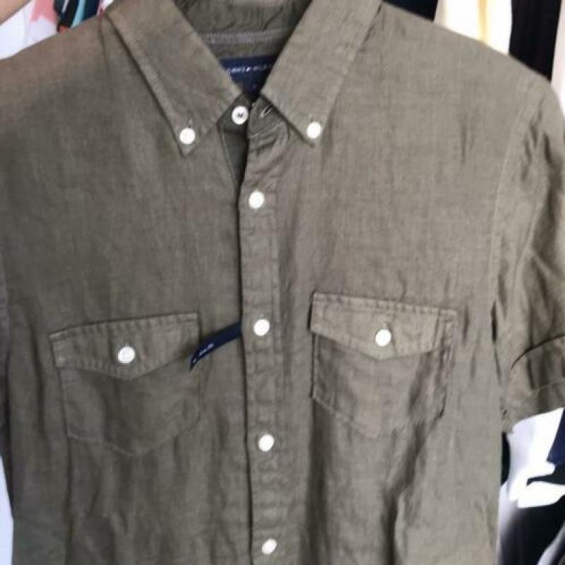 Tommy Hilfiger Linnen overhemd khaki maat S
