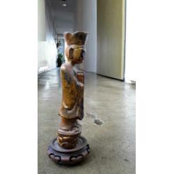 Buddha Burma hout verguld h 20cm incl sokkel