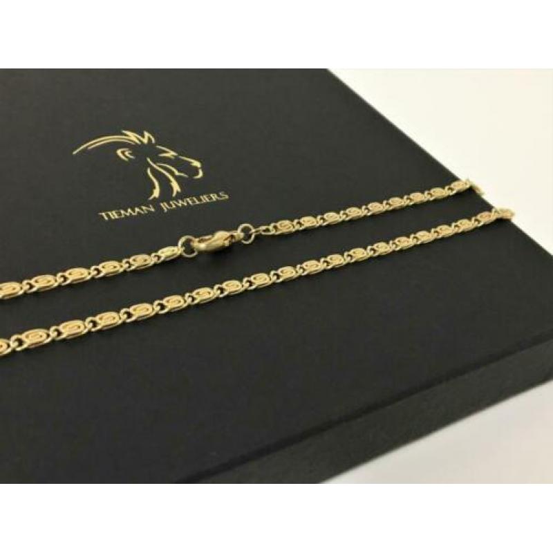PM-7690819 Gouden Fantasie Schakel Ketting - 45 cm / 16,6 g