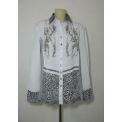 Witte blouse met lange mouwen en dessin van Just White