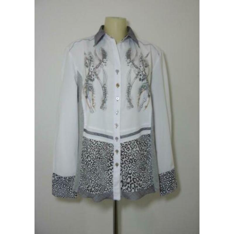 Witte blouse met lange mouwen en dessin van Just White