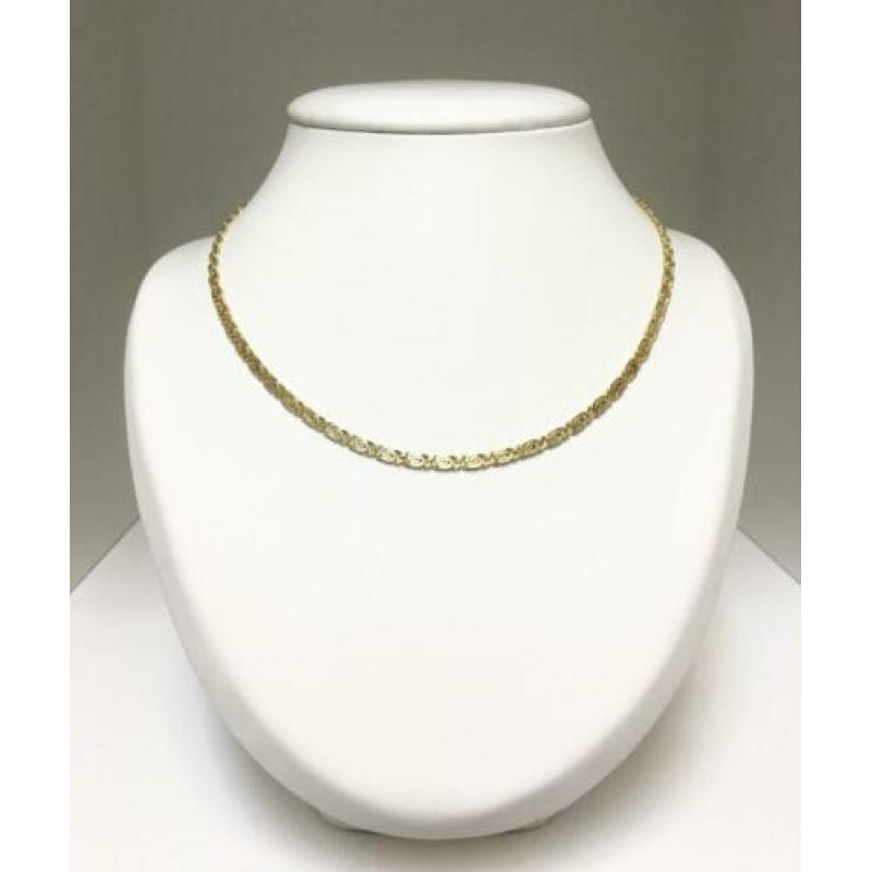 PM-7690819 Gouden Fantasie Schakel Ketting - 45 cm / 16,6 g