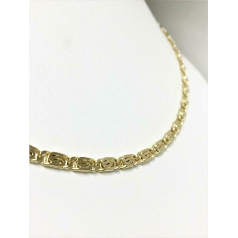 PM-7690819 Gouden Fantasie Schakel Ketting - 45 cm / 16,6 g