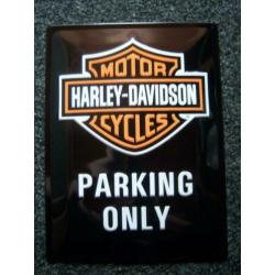 Harley Davidson Parking Only reclamebord van metaal 40x30cm