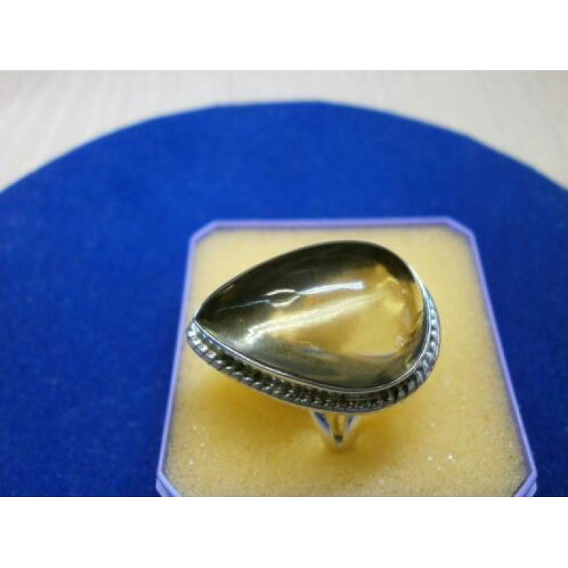 Citrien ring %100 natuurlijk groot zilver 925 ring