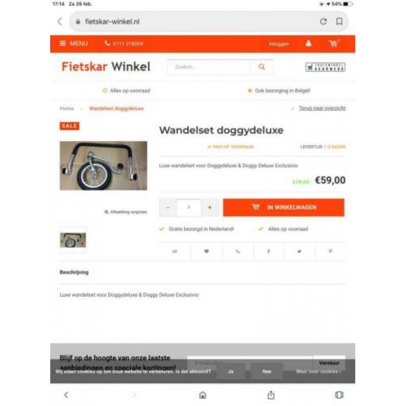 No Limit Doggy Liner hondenfietskar met wandelset