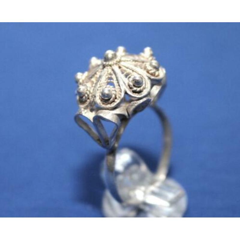 Prachtige Antieke Elegant Zilveren Filigrein Knoop Ring