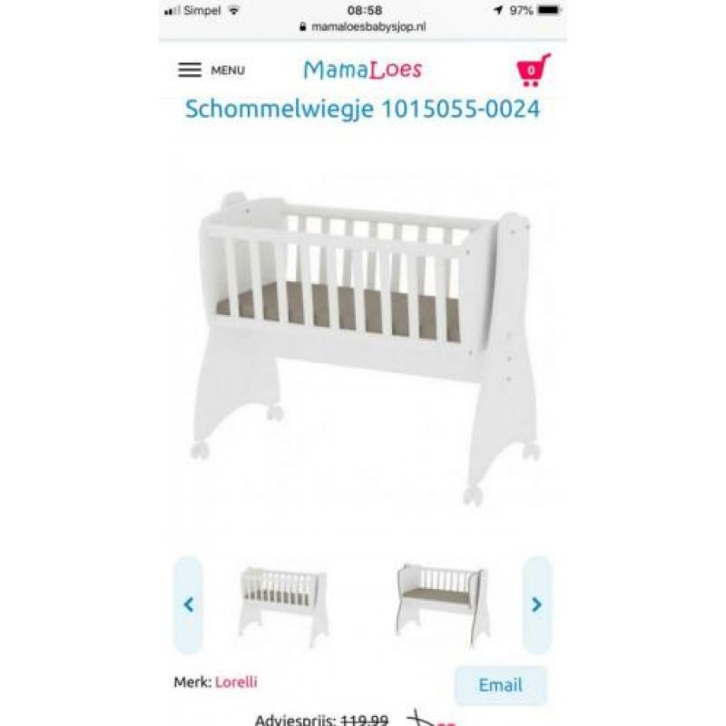 Lorelli wieg wit. Schommel of gewoon. Wit. Zgan