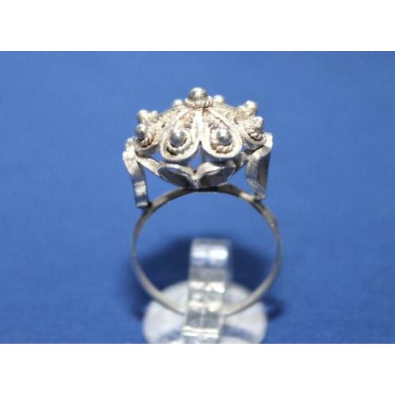 Prachtige Antieke Elegant Zilveren Filigrein Knoop Ring