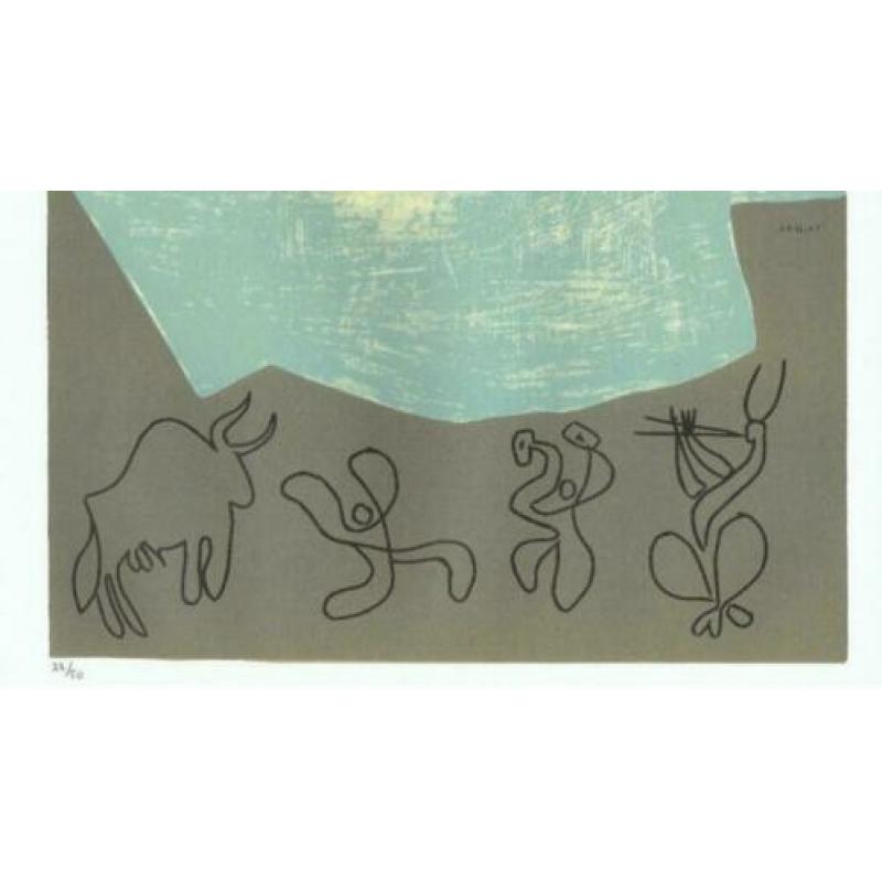 Pablo Picasso-Linocut-1962-Genummerd Bacchanal with Bull