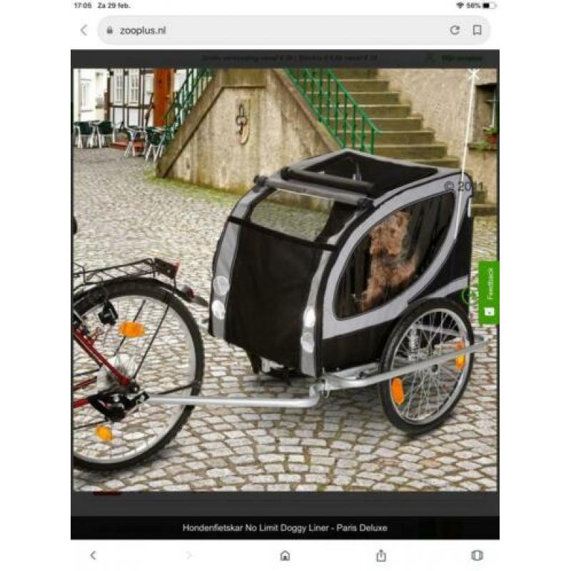 No Limit Doggy Liner hondenfietskar met wandelset