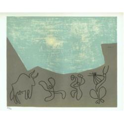 Pablo Picasso-Linocut-1962-Genummerd Bacchanal with Bull