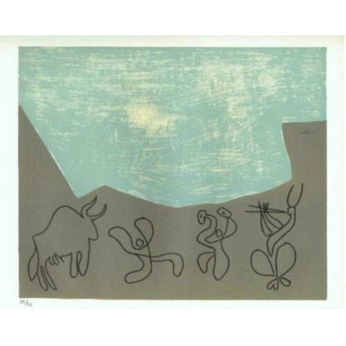Pablo Picasso-Linocut-1962-Genummerd Bacchanal with Bull