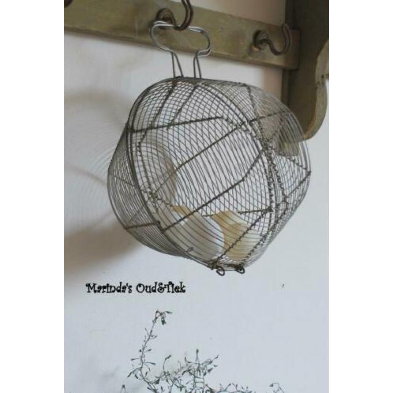 brocante oude dubbele draad eiermandje / slamand