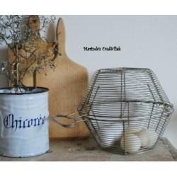brocante oude dubbele draad eiermandje / slamand