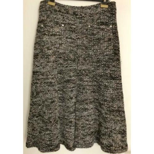 Caroline Biss grijs/beige midi rok in bouclé stof, maat 42