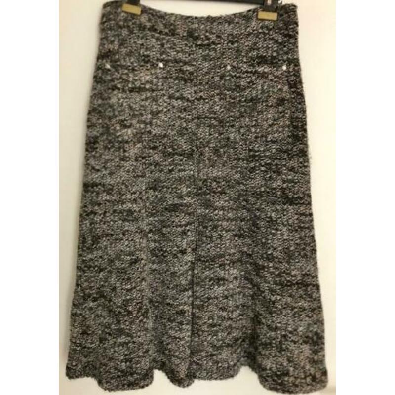 Caroline Biss grijs/beige midi rok in bouclé stof, maat 42