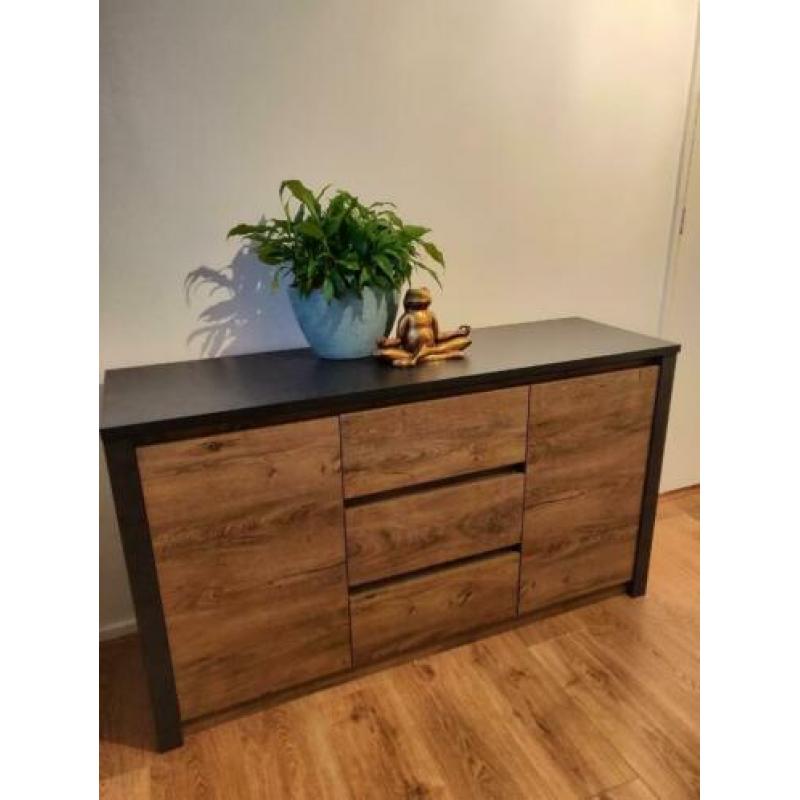Grijs/Eiken Commode & 2 nachtkastjes