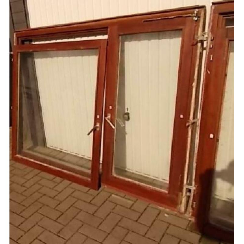 3x meranti dubbelraam+kozijn+dubbel isolatieglas 141hgx195br