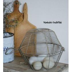 brocante oude dubbele draad eiermandje / slamand