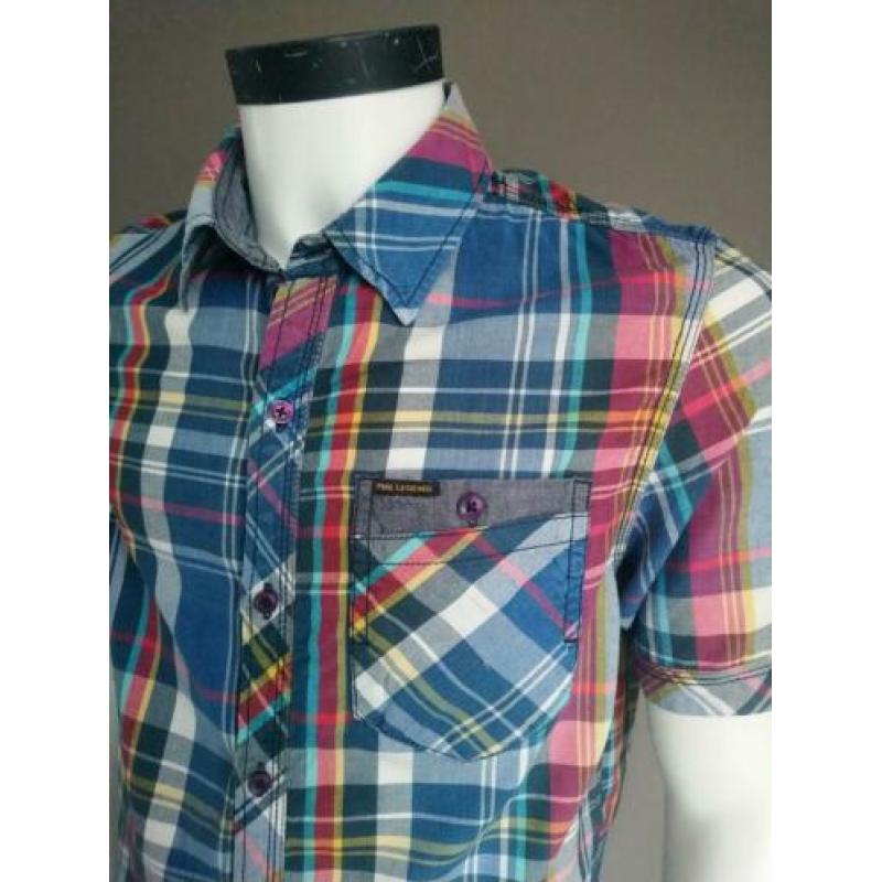 PME Legend overhemd. Blauw Wit Rood. Maat M.