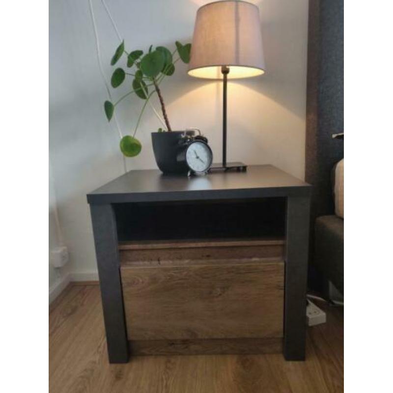 Grijs/Eiken Commode & 2 nachtkastjes