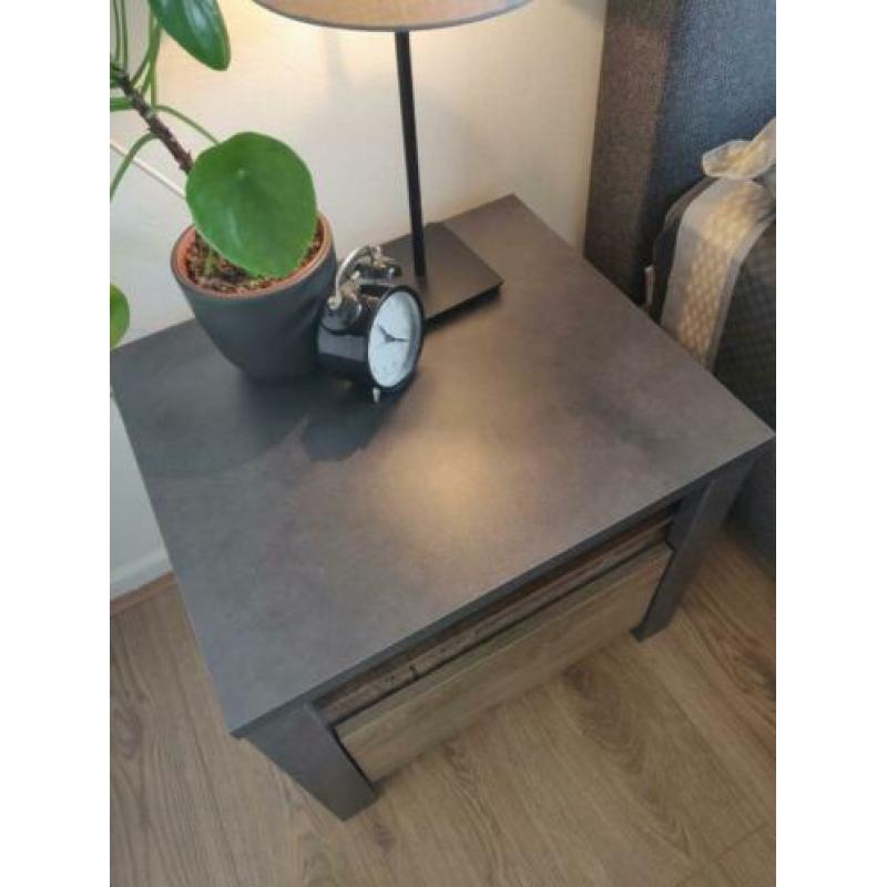 Grijs/Eiken Commode & 2 nachtkastjes