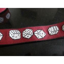 band, dobbelsteen, bordeau rood , rol, 2,5 cm