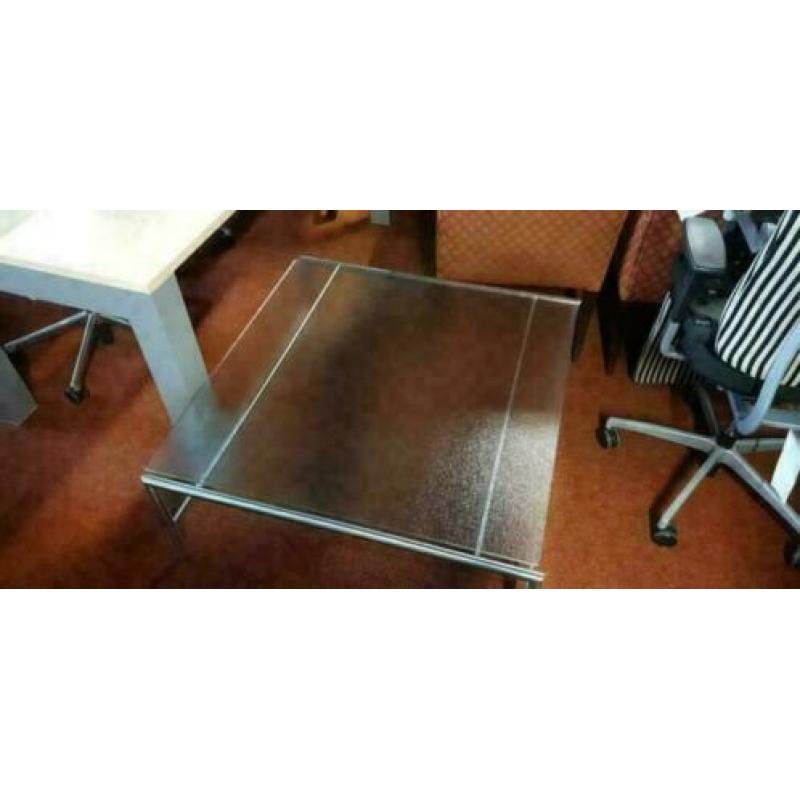 Glazen salontafel vierkant 106x100x38 cm