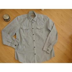 Wit met blauw gestreepte blouse maat L