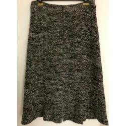Caroline Biss grijs/beige midi rok in bouclé stof, maat 42