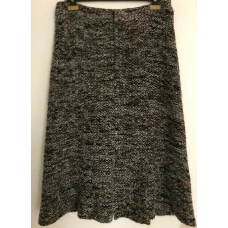 Caroline Biss grijs/beige midi rok in bouclé stof, maat 42