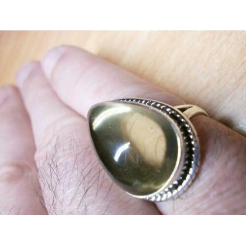 Citrien ring %100 natuurlijk groot zilver 925 ring