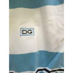 Leuke Wit met blauw gestreepte dames rugby trui, maat 44