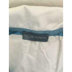 Leuke Wit met blauw gestreepte dames rugby trui, maat 44