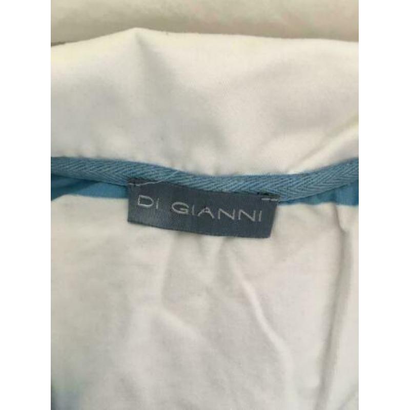 Leuke Wit met blauw gestreepte dames rugby trui, maat 44