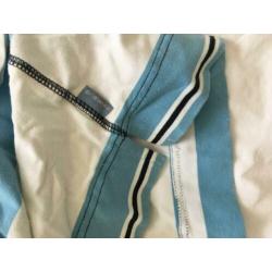 Leuke Wit met blauw gestreepte dames rugby trui, maat 44
