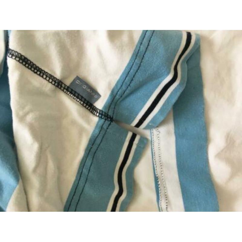 Leuke Wit met blauw gestreepte dames rugby trui, maat 44