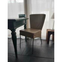 4 crème leren eetkamerstoelen aluminium poten goede staat!