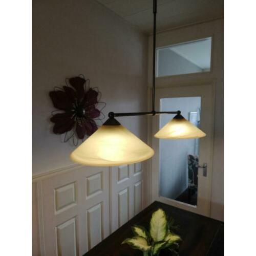 Hanglamp met twee glazen kappen