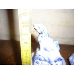 2x antiek DELFTS deksel vaas hond delfts aardewerk finials