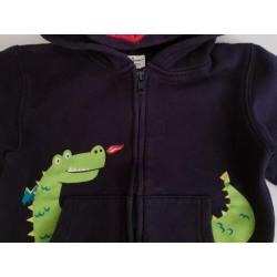 Jumping beans vest draak capuchon blauw maat 98