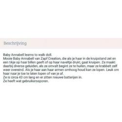 Baby Annabell pop met geluid die kan kruipen en lopen. Zapf