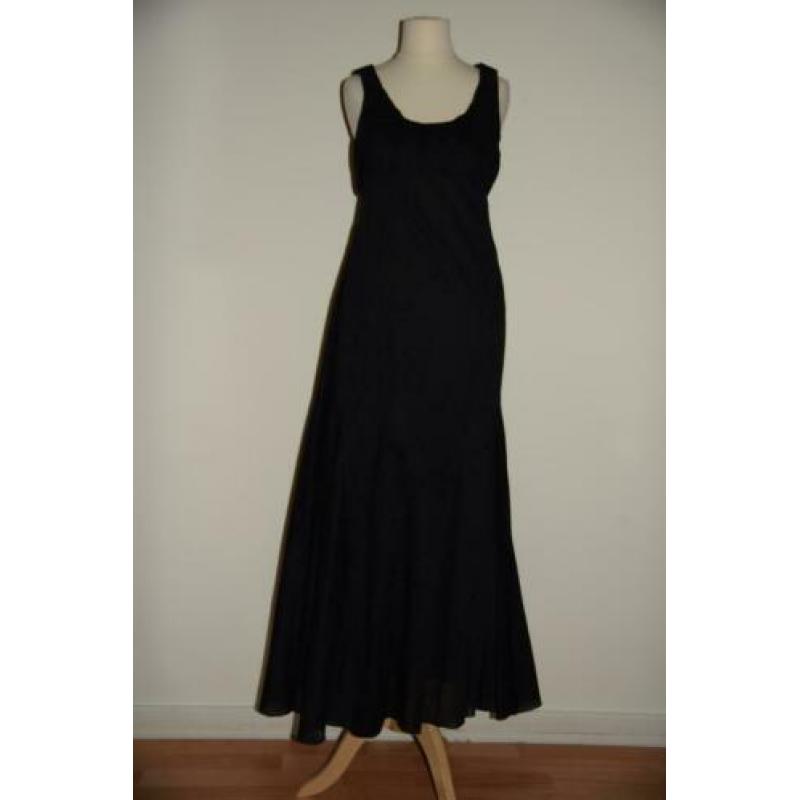 GIANFRANCO FERRE: zwarte batisten maxi-jurk, mt 36