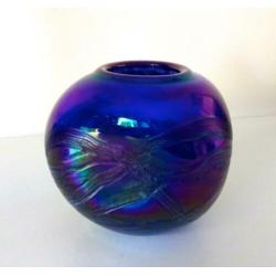 Glazen vaas donkerblauw met parelmoerglans Malta 6788-g