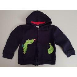 Jumping beans vest draak capuchon blauw maat 98
