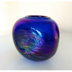 Glazen vaas donkerblauw met parelmoerglans Malta 6788-g