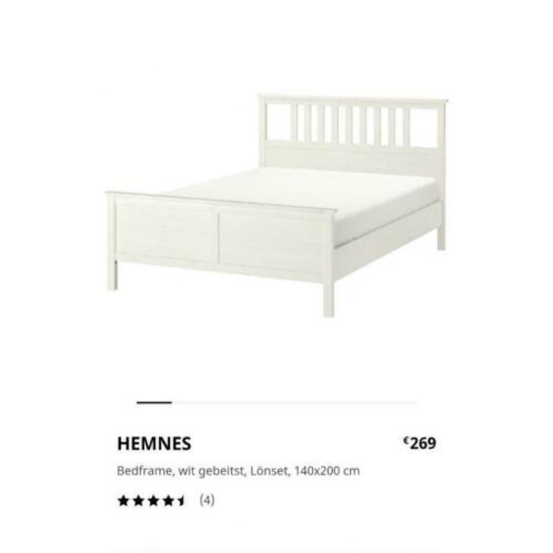 Bed Hemnes IKEA 140x200 cm wit